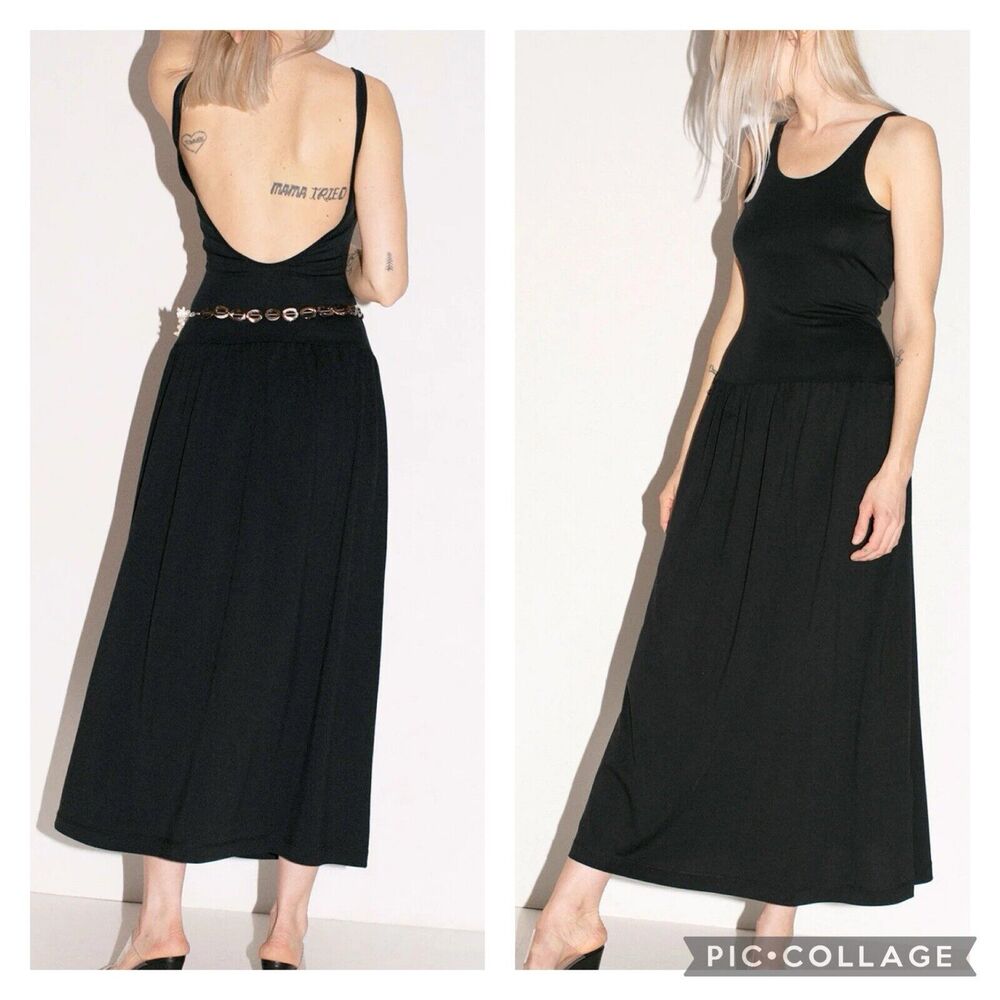 NWT RODEBJER Black GENUA TANK DRESS Drop Waist Pleated Skirt Size Large NEW